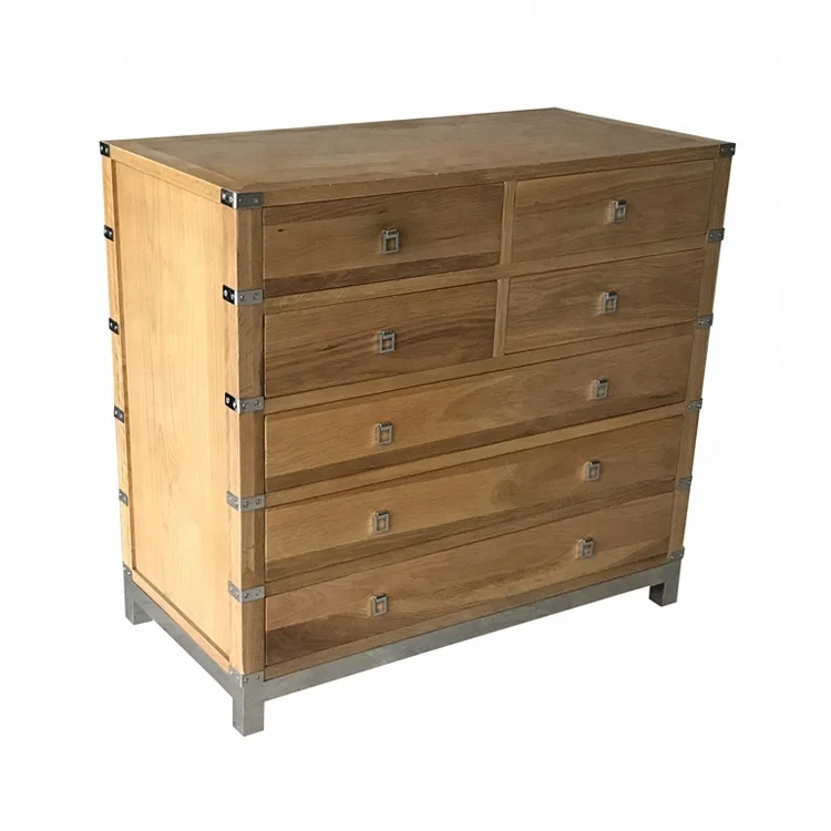European French Style Solid Oak Wooden Storage Cabinet Natural