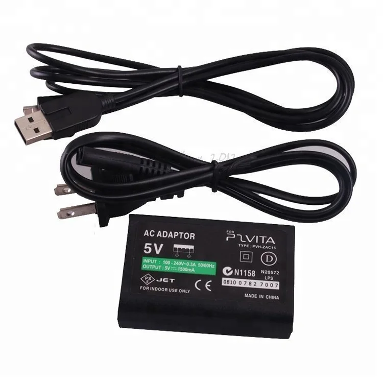 

AC Power Adapter USB Data Cable Supply Convert Charger For Sony PSP PSV PS Vita, Black