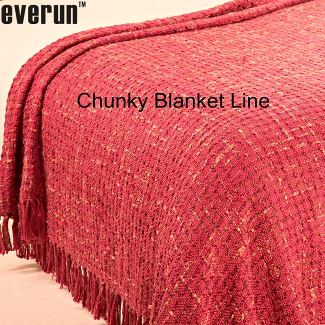 Space Dyed Acrylic Boucle Fringed Chunky Blanket,100 Woven Acrylic