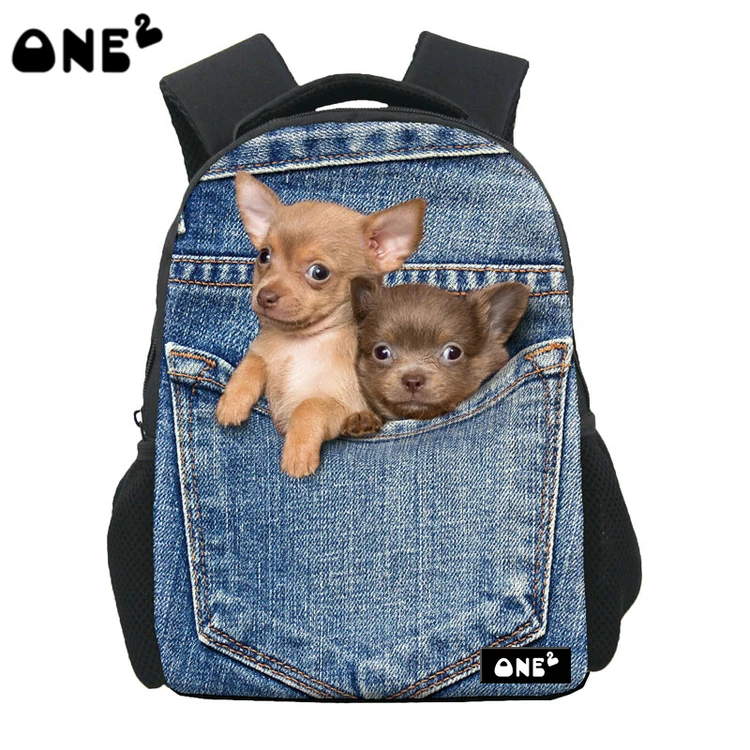 

ONE2 Design jean blue dog friendly school bag backpack for girls children kids students, Customized