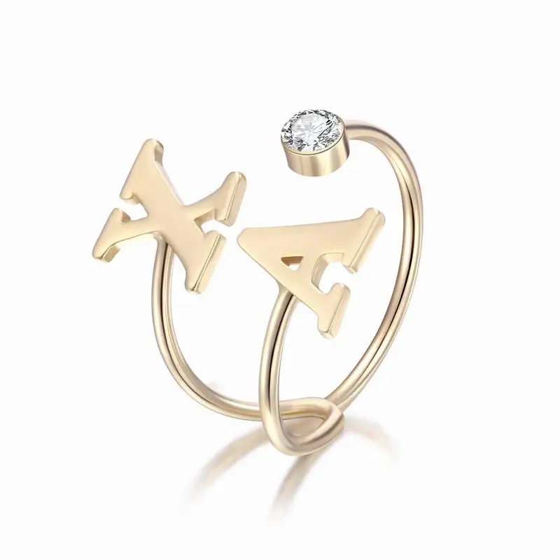 

Woman Design Men's Alphabet Couple Finger Initial Men Ring With Letter, Yellow, rose gold, silver color alphabet love couple ring,