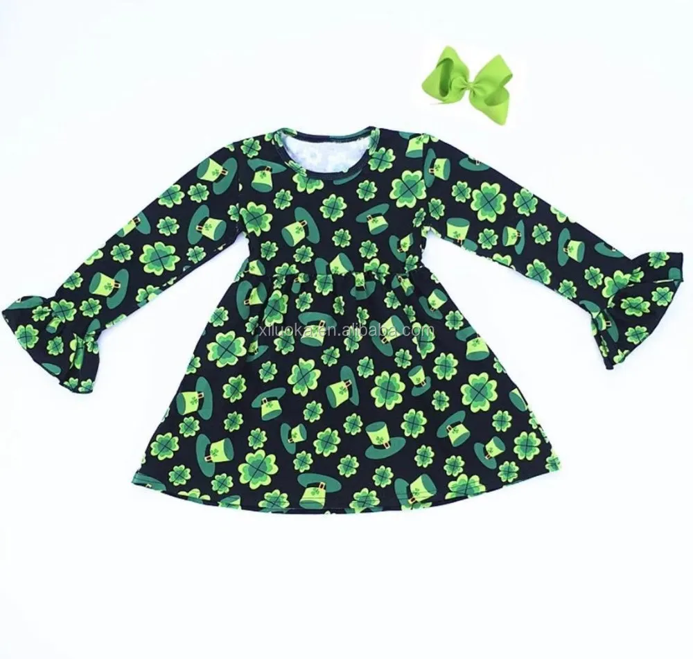 

2020 New Style Clothing Green St.Patrick's Children Girls Dress Wholesale Boutique Girls Dresses, Picture