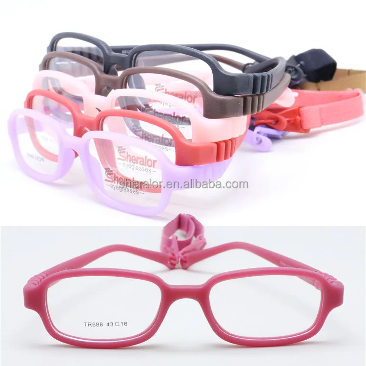 

High classic quality Enviromental TR90 optical glasses rectangle frame flexible hingless temple including elastic strap for kids