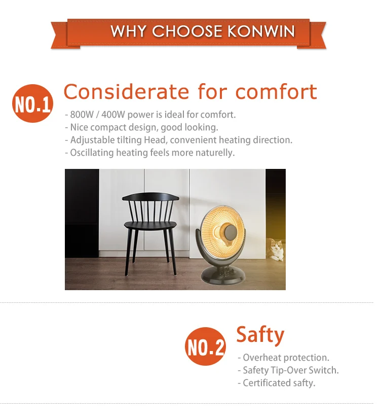 Konwin Halogen Infrared Electric Heater Quartz Carbon Jhs800h Buy