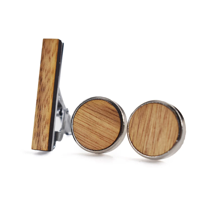 

fashion style tie bars & cuff links walnut wood