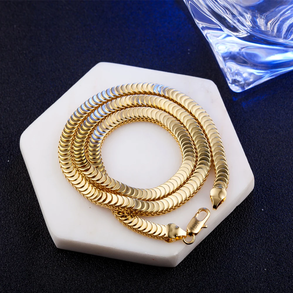 

New arrival 18K gold plating snake bone scales Long Necklace Hot sales Men and Women's Necklace 50CM link chain necklace Girls