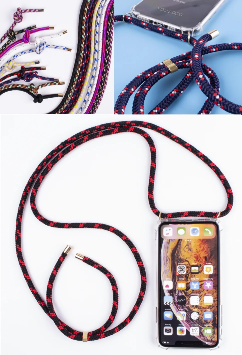 Crossbody Clear Anti Shock Band Cord Trendy Stylish Necklace Metal