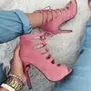 L3879A Hot sale china wholesale high heels sandal ankle boots shoes hollow out women summer boots