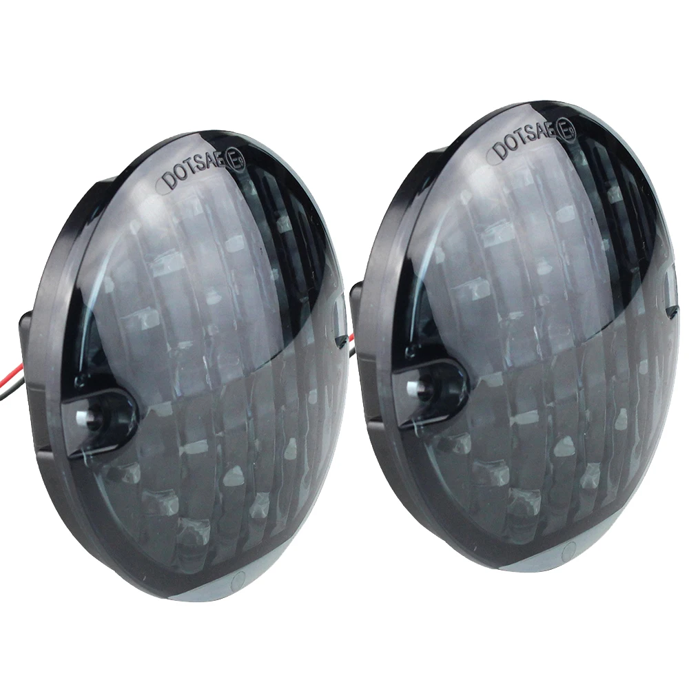 1156 LED Turn Signal Inserts Light 3-1/4 Flat Somked Lens Lamp for Touring Softail FLHR Road King Motorcycle