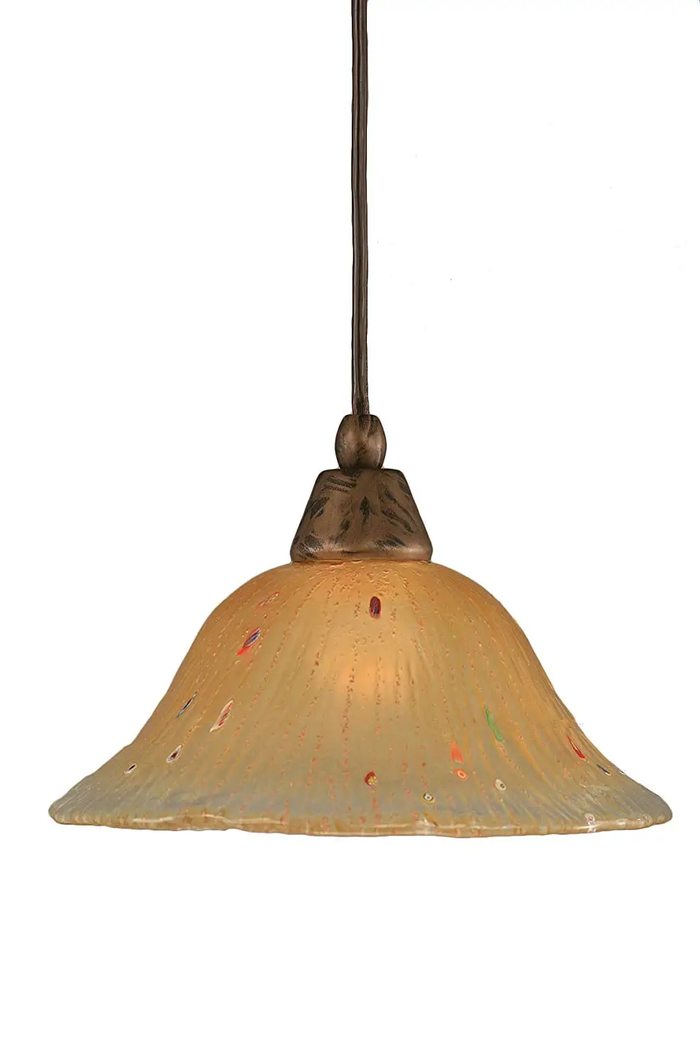 Toltec Lighting 25-BRZ-750 Multi Light Mini-Pendant Bronze Finish with Amber Crystal Glass Shade 7-Inch