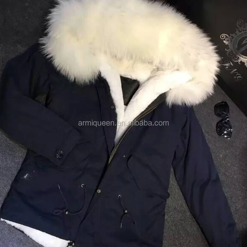 

100% real foto Navy Parka White Fur Coat,Fashion inner wear for women,fur vest for men, Picture and customized