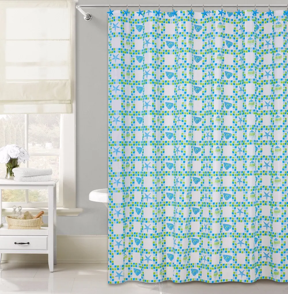 Black Dots Custom Design Peva Shower Curtain For Bathroom Waterproof