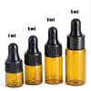 Mini Essential Oil Bottles 1ml 2ml 3ml 5ml Amber Clear Glass Dropper Bottles with Black white Cap Glass Dropper Tube