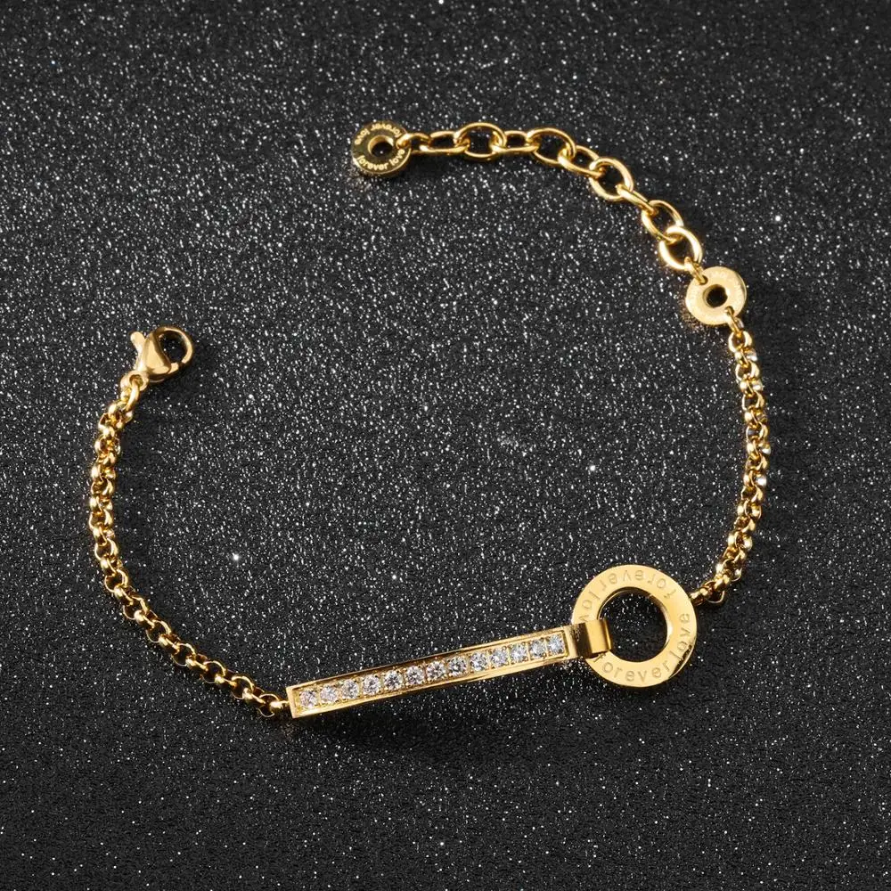 Wholesale Women Jewelry Rose Gold Hand Chain Micro Pave Bracelet