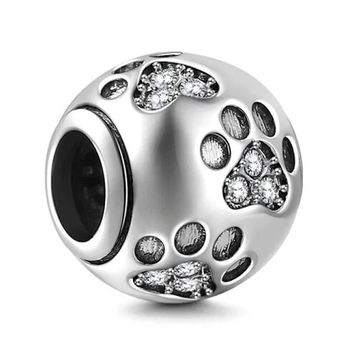 

Wholesale Dog Paw Print 925 Sterling Silver Animal Birthstone Crystal Charms for Snake Chain Bracelets, Multi