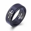 Wholesale Top Quality Religious Jewelry Black Men's Stainless Steel Cross Ring