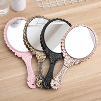 

Flower Pattern Makeup Plastic Vintage Hand Mirror