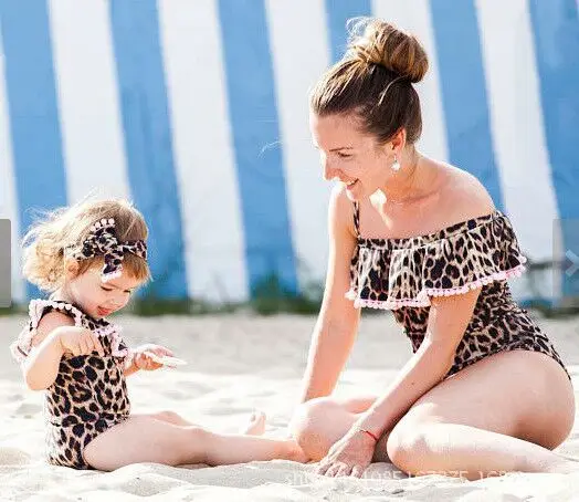 OEM hot sale custom made girls bikini leopard print mother and daughter swimwear
