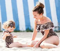 

OEM hot sale custom made girls bikini leopard print mother and daughter swimwear