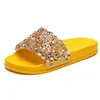 Wholesale summer cheap open toe women flat casual sequins shoes Indoor/outdoor colorful Slippers beach walking Slides