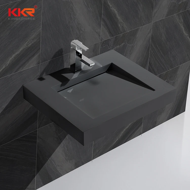 Commercial Custom Trough Sink Wall Hung Bathroom Polished Stone