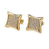 Square Shaped Small Diamond Yellow Gold Studs