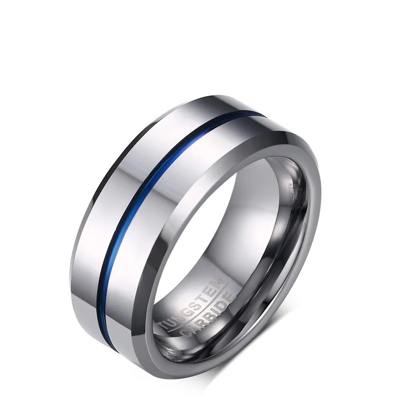 

MaxhenR48 high quality Tungsten steel fashion intermetallic blue man band rings