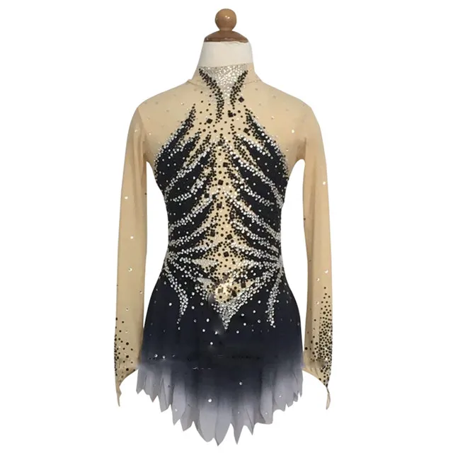 Liuhuo High-end Custom Figure Skating Costume Dark Gray Figure Skating ...