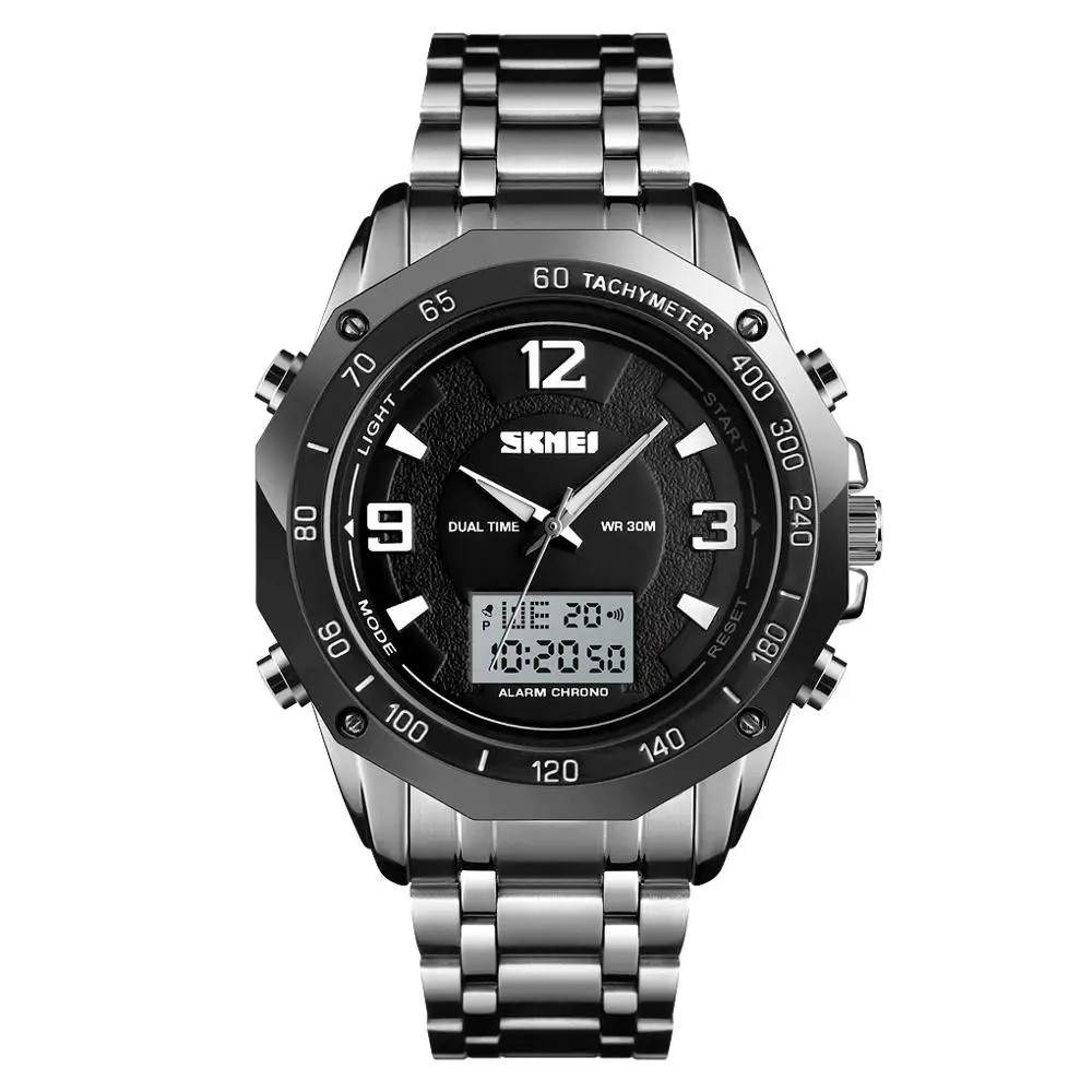 

skmei 1504 stainless steel analog watches men chronograph stopwatch