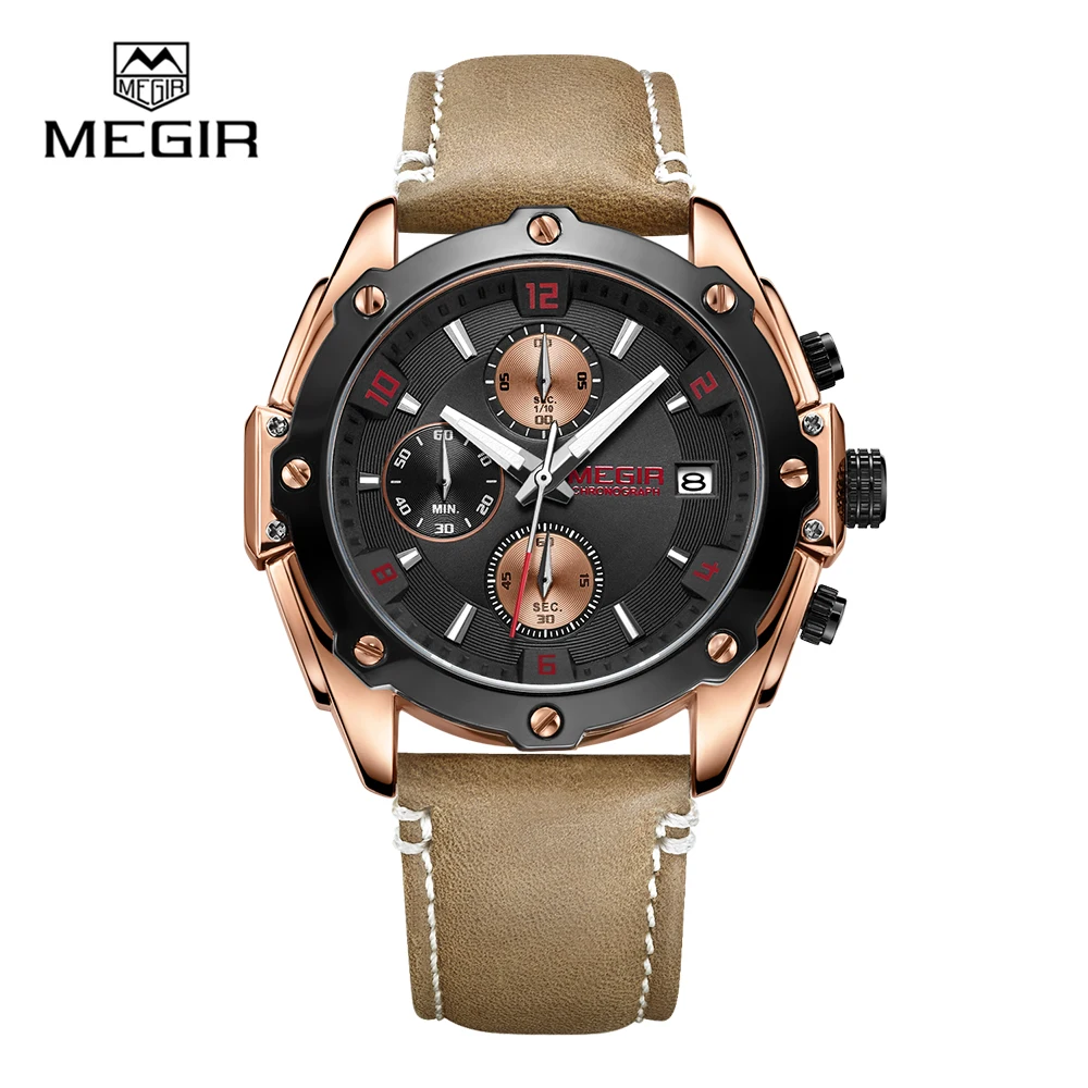 

New Product Megir 2074 Private Label Custom Logo Multifunction Sports Watch With Calendar Luminous