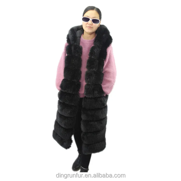 
New fashion women winter Long style Faux Fox Fur Vest artificial fur jacket 