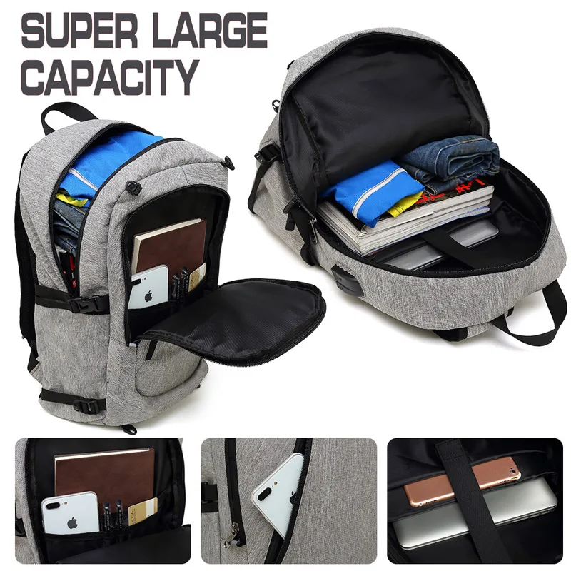
Wholesale Anti-theft Backpack with net and USB Charging Port 15.6 inch Laptop Sports Bag School Backpack for Men 