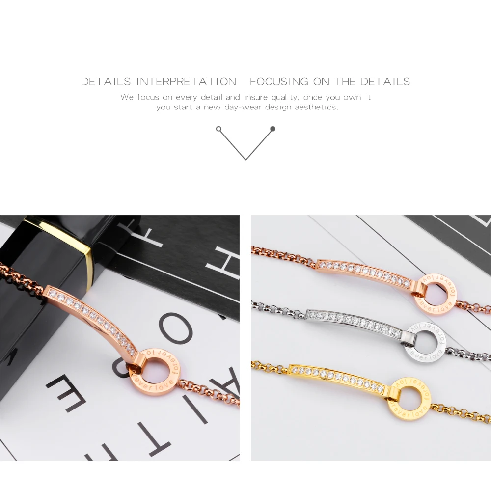 Wholesale Women Jewelry Rose Gold Hand Chain Micro Pave Bracelet