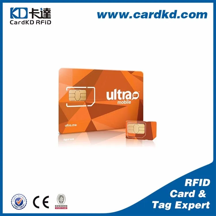 CMYK printing pvc programmable sim card in mobile phone