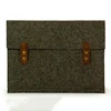 Handmade Dark Gray Wool Felt Case Sleeve Pouch with Authentic Leather and 2 Magnetic Buttons for Apple