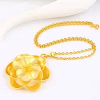 

xuping jewellery gold dubai 24 carat gold price flower shape pendant necklace