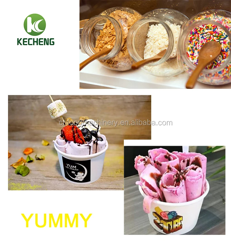 Frozen Roll Single Fried Ice Cream Machine Roll Fry Ice Cream Machine Automatic Roll Fried Ice