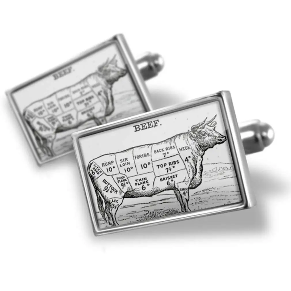Cufflinks Inc Mens Plated Beef Butcher Cuts Cufflinks Black