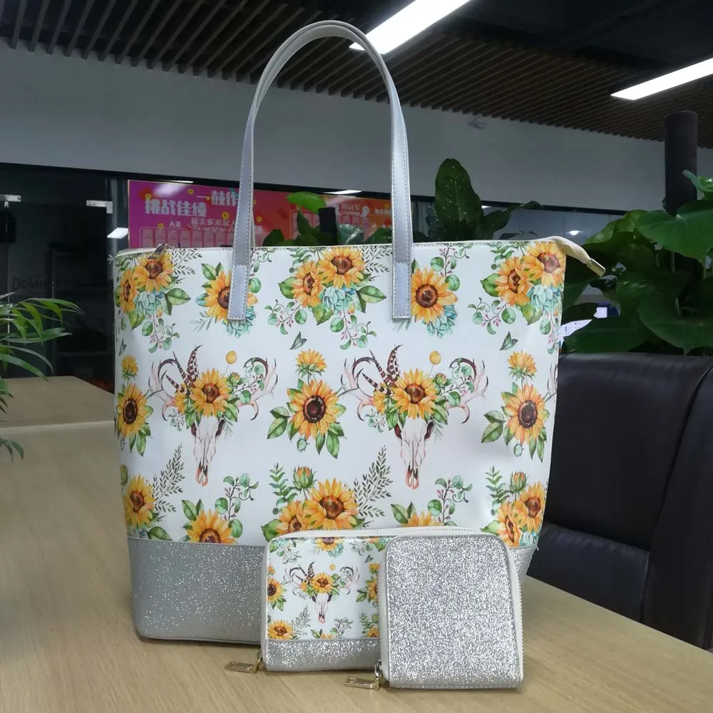 Sunflower Handbag 3 In 1 Set Three Pieces Set Tote Bag With Matching Wallet  And Card Holder Dom1071278 - Buy Sunflower Handbag Set,Three Pieces  Set,Tote Bag With Matching Wallet And Card Holder