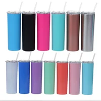 

Stainless steel skinny tumbler 20oz double wall insulated wine tumbler cups with slide lid and straw