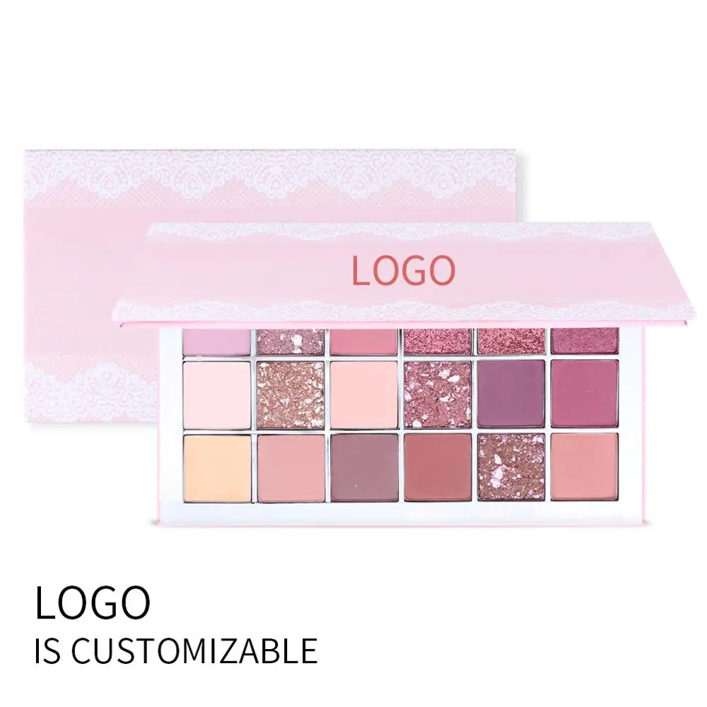 

2019 Hot Wholesale 18 Colors Private Label Pink Pigment Eyeshadow Palette