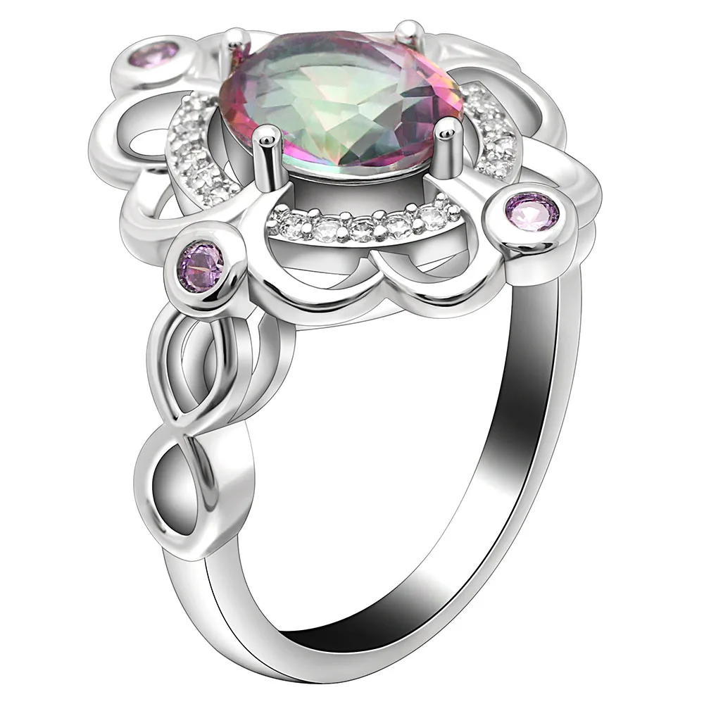 

Hainon engagement rings fine jewelry classical flower purple zircon elegant wedding ring for women