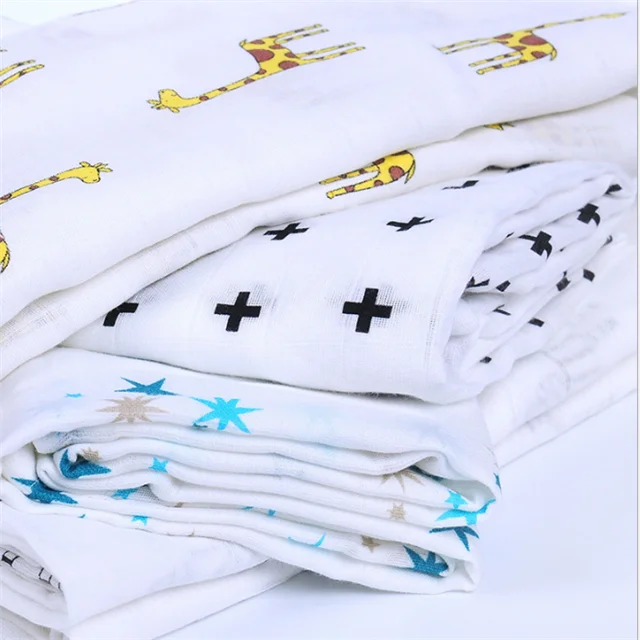 

wholesale cotton printed muslin swaddle blankets throws