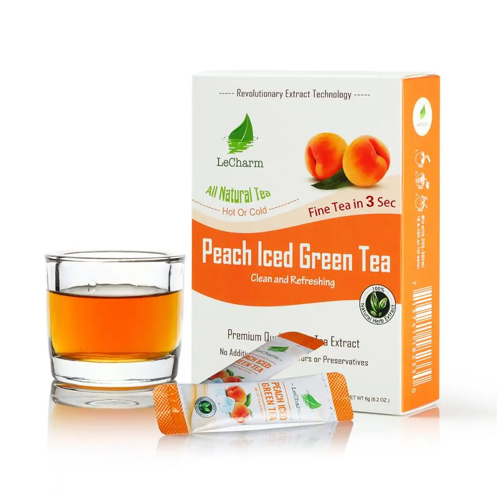 

Chinese organic green tea best peach blended instant iced tea for beauty skin