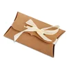 Retail party candy wedding packaging stock small kraft paper pillow box with ribbon