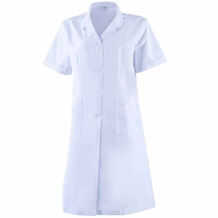 Short Sleeves High Quality White Cotton Hospital Nurse Gown - Buy Short ...