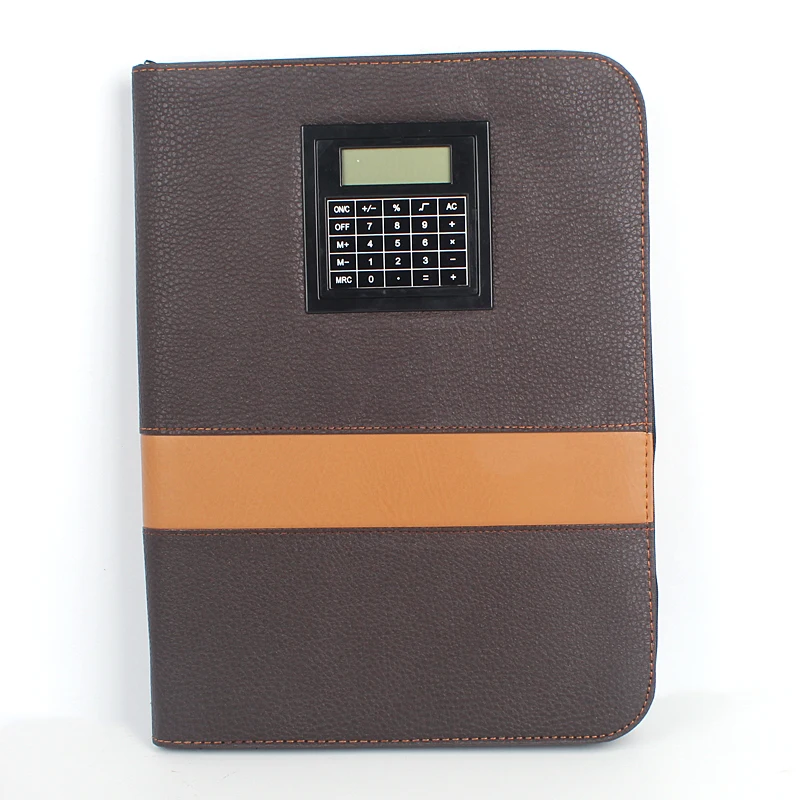HUAHAO brand Multi-function calculator pu laptop office supplies stationery zipper order custom notebook