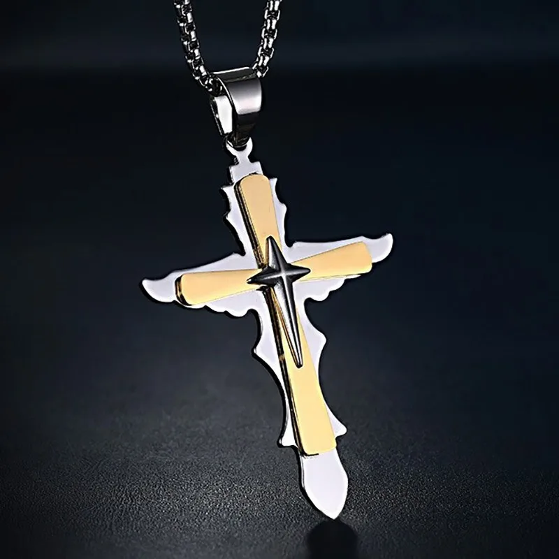 Vintage Catholic Cross Pendant Boutique Statement Necklaces Stainless Steel Religious Jewelry