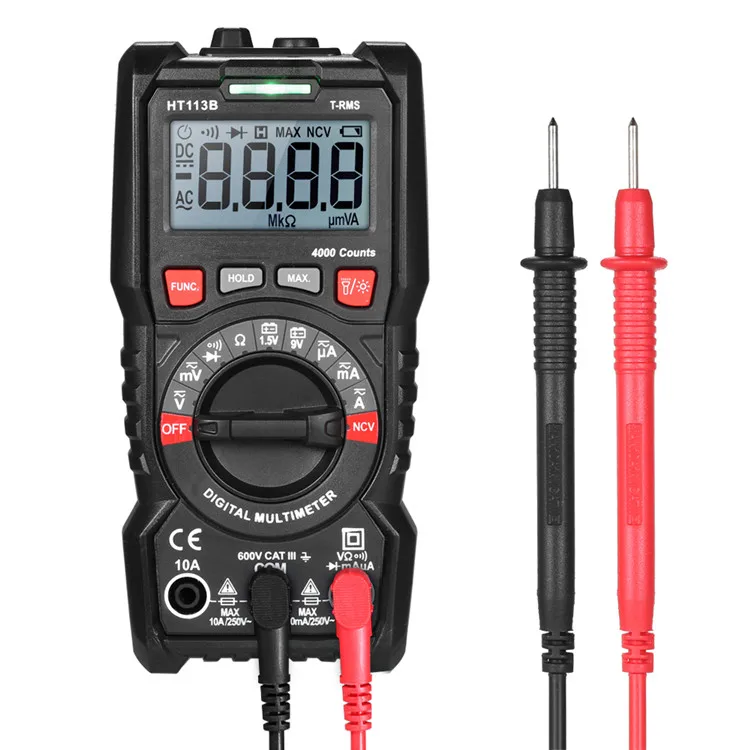 
HT113B Auto Range True RMS 4000 Counts Non Contact Digital Multimeter Tester 