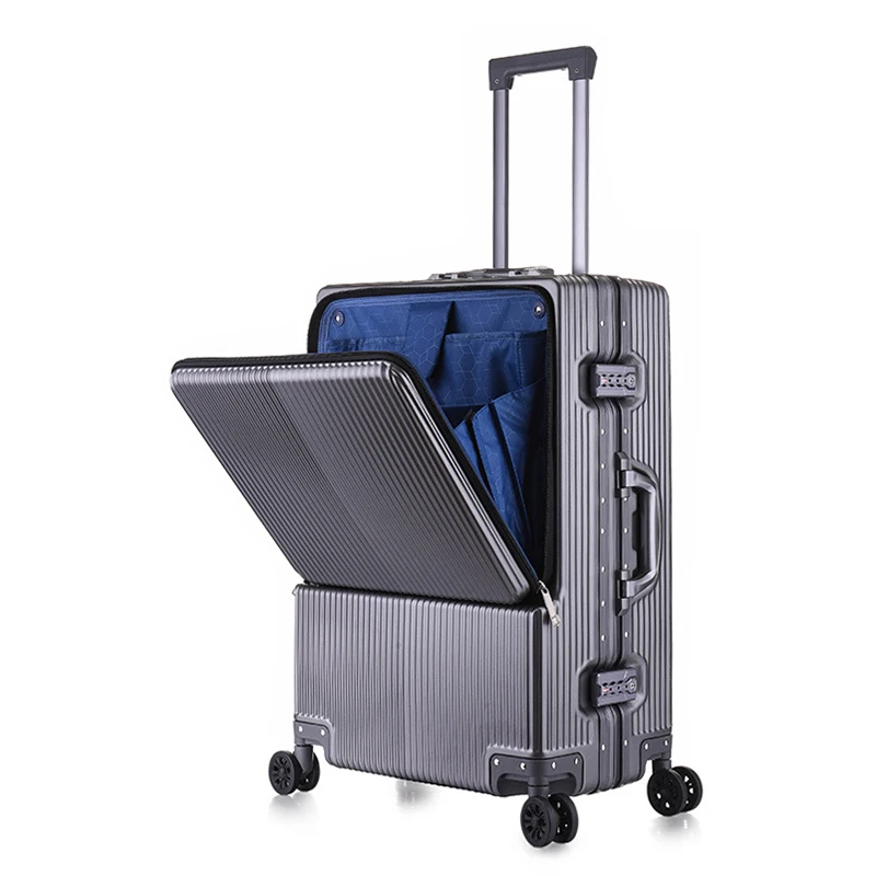 

Best selling custom Germany Bayer PC aluminum trolley case suitcase front opening double open Best selling Luggage